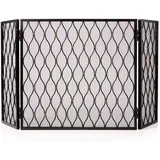 Kaminfunkenschutzgitter Kamin Funkenschutz Panel 3 Faltbare Feuer Bildschirme mit Mesh, Extra Large Schmiedeeisen Funkenschutz Kamin Zaun Baby Safe Proof Funkenschutzgitter Stahl