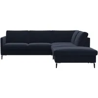 FLEXLUX Ecksofa »Fiore, L-Form«, schmale Armlehnen, Füße Alu/schwarz, B/T 234/225cm, Kaltschaum im Sitz blau