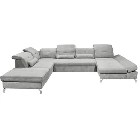 ed exciting design Wohnlandschaft MELFI U-Form, mit Bettfunktion, Bettkasten, Nierenkissen, frei im Raum stellbar, braun