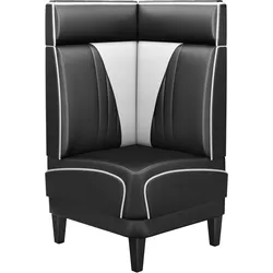 Diner Eckbank | Schwarz | B:H 60 x 123 cm | V-Steppung | Leder | Eckbank American, American Diner Sitzbank, American Dinerbank, American Diner Möbel