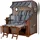 Mr. Deko Strandkorb Komplettset - bene living - Ammersee Mahagoni Bullauge - PE grau - Modell 580 - inkl. Liftersystem