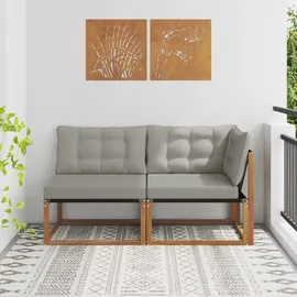 vidaXL Outdoor Mittel- und Ecksofa 2 Stück grau