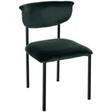 CLP Esszimmerstuhl Gambell Samtbezug I Polsterstuhl bis 130 kg belastbar I Küchenstuhl mit Rückenlehne und schwarzem Metallgestell