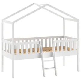 Vipack Hausbett Dallas 90 x 200 cm Kiefer massiv weiß lackiert