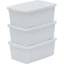 Iris Ohyama Vielseitige Aufbewahrungsboxen, 11L, 3er-Set, Weiß, Deckel leicht schließbar, Stapelbar, Robustes Plastik, Für Schrank, Regale, Klassenzimmer, Organisation, Kunstbedarf, Schuhe, MCB-11