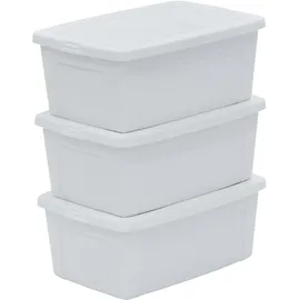 Iris Ohyama Vielseitige Aufbewahrungsboxen, 11L, 3er-Set, Weiß, Deckel leicht schließbar, Stapelbar, Robustes Plastik, Für Schrank, Regale, Klassenzimmer, Organisation, Kunstbedarf, Schuhe, MCB-11