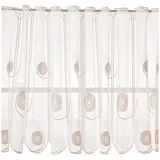 SCHÖNER LEBEN. Stoff Scheibengardinen Meterware nähfrei Spiralen weiß beige 75cm Höhe, bestickt beige|weiß
