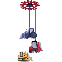 GLOBO Pendellampe Spielzimmer Hängeleuchte Traktor LED Kinderzimmerlampe 3-flammig, Fahrzeuge bunt, MDF, 3x LED 4W 400lm 3000K warmweiß, DxH 55x120 cm