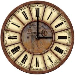 Wallarena Wanduhr Vintage Holz MDF XXL groß Wanduhren Rund Uhr Holzuhr Shabby Chic Wohnzimmer Schlafzimmer Uhrwerk Quartz, 30 oder 50 cm (Wanduhr Auf Holz) 30 cm