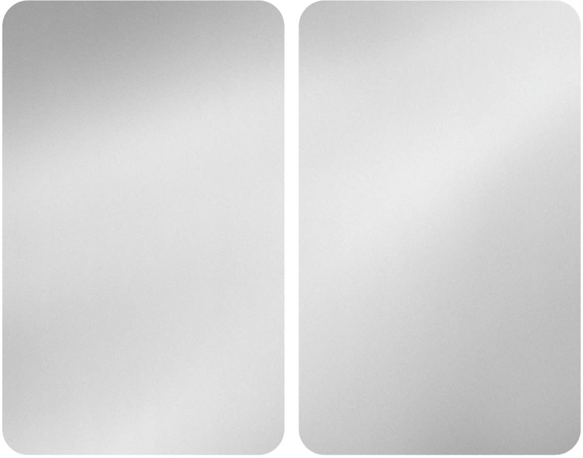 WENKO Herdabdeckplatte Universal Silber, 2er Set Herdabdeckung für alle Herdarten, Gehärtetes Glas, 30 x 52 cm
