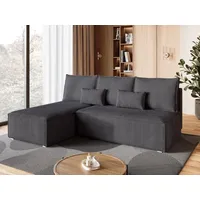 BroMARKT Ecksofa TOP SLIM Schlaffunktion Bettkasten L-Form 120x200 cm Grau - Grau