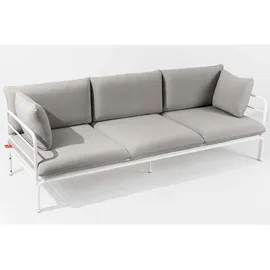 Konsimo Gartensofa, RAMBE 3-Personen mit Kissen, Weiß/Hellgrau - Hellgrau,