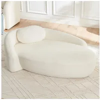 HAUSS SPOLE Schlafsofa mit Kissen,Loungesofa Relaxsofa aus Teddy mit abgerundeten Ecken,Beige, Teddystoff-Sofa, Relaxsofa mit hochelastischem Schaumstoff, Chaiselongue-Loungessel mit angemessener Stützkraft beige