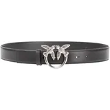 PINKO Love Berry H3 Belt Kalbsseide, Damengürtel, Z99o_black-old silver, S, Z99o_schwarz-old silver, S - S
