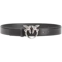 PINKO Love Berry H3 Belt Kalbsseide, Damengürtel, Z99o_black-old silver, S, Z99o_schwarz-old silver, S - S