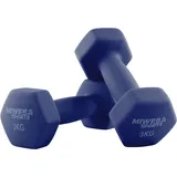 Miweba Sports Kurzhantel Gymnastikhanteln NKH100 - 9 Gewichtsklassen, (Set, Hanteln, Kurzhanteln, Gymnastikhanteln, Hantelset), Aerobic Hantel Set Kurzhantel Fitnesshanteln Gewichte blau 2 x 3,0 kg