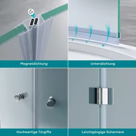 mai & mai Runddusche mit Türanschlag rechts 100 x 100 cm satiniert ESG-Sicherheitsglas R03k