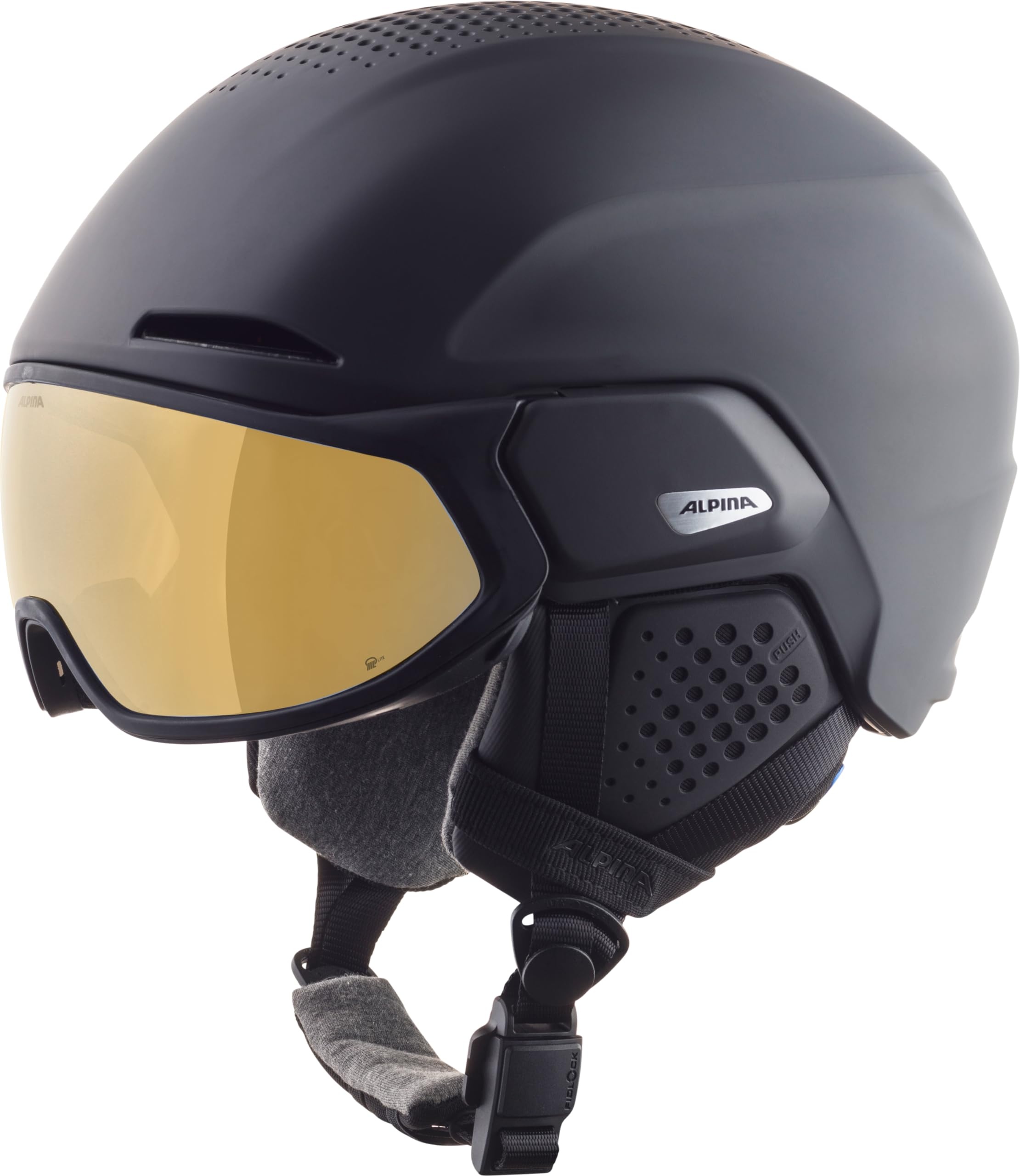 Alpina Unisex-Erwachsene Alto Q-LITE Skihelm, Black matt (Gold Mirror), 51-55