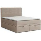 Deine Möbel 24 Boxspringbett DARO Boxbett Polsterbett Komplettbett Bett mit einer Matratze H4 (Taschenfederkernmatratzen 7 Zonen H4 Grau Hellgrau Schwarz Anthrazit Beige Samt Velour, 2-St., Taschen-federkernmatratze 7 Zonen H4 PREMIUM Bett), inkl Topper, Bettkasten 120x200 140x200 160x200 180x200 200x200 beige