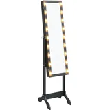 vidaXL Standspiegel mit LED Schwarz 34x37x146 cm