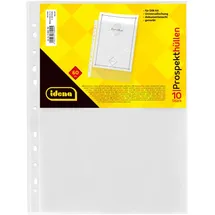 IDENA 376004 - 10 Stück Klarsichthüllen A4 genarbt, Prospekthüllen aus Kunststoff 60μ, dokumentenecht, Klarsichtfolien mit Universallochung
