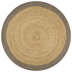 vidaXL Teppich Handgefertigt Jute mit Grauem Rand 150 cm