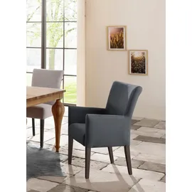 Home Affaire "King", grau (grau, wenge), B:60cm H:92cm T:65cm, 100% Polyester, Stühle, Polsterstuhl, Armlehnstuhl, Gestell Massivholz,