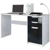 Vladon Schreibtisch Schwarz Hochglanz, 129x76x60 cm, Arbeitszimmer, Schreibtische, Bürotische