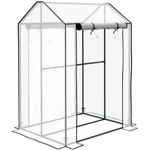 Outsunny Foliengewächshaus, Gewächshaus mit Doppeltür, Treibhaus, für Garten, Weiß, 100 x 80 x 150 cm