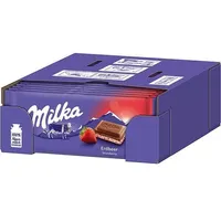 Milka Erdbeer - Schokolade - 22x100 g Tafeln