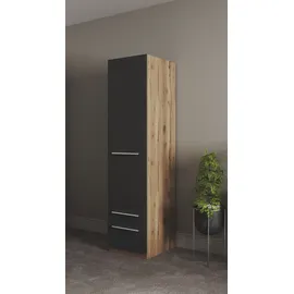 Priess Kleiderschrank PRIESS "Schrank Garderobe Wäscheschrank Barcelona in 5 Breiten", schwarz (astkernbuche, schwarz), B:48cm H:193cm T:54cm, Holzwerkstoff, Schränke, Kleiderschrank, viel Stauraum, geräumige Schubkästen, mit Spiegel, MADE IN GERMANY