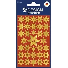 Avery Zweckform Sterne mit Zahlen 1-24 gold