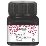 Kreul 16234 - Glass & Porcelain Classic schwarz, im 20 ml Glas, brillante Glas- und Porzellanmalfarbe auf Wasserbasis, schnelltrocknend, deckend
