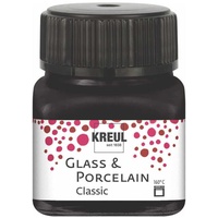 Kreul 16234 - Glass & Porcelain Classic schwarz, im 20 ml Glas, brillante Glas- und Porzellanmalfarbe auf Wasserbasis, schnelltrocknend, deckend