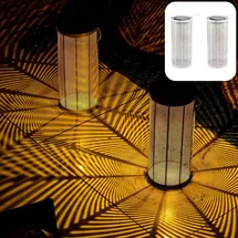 Marrakesch Orient & Mediterran Interior Marrakesch 2er Set Solarlaternen Solarlampen für außen mit Henkel aus Metall 30cm Groß | Boho Deko Outdoor Solar LED Laterne Wetterfest Bamba Weiss IP65 Wasserdicht als Gartendeko im Garten