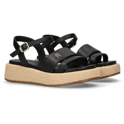 Keilsandalette TOMMY HILFIGER, Kinder, Gr. 33, schwarz, Synthetik, modisch, Schuhe, Sandalette, Plateausandale mit modischem Absatz