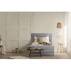 Polsterbett OTTO PRODUCTS "Merrit", grau (hellgrau), B:103cm H:124cm L:214cm, Struktur (70% recyceltes Polyester, 30% Polyester), Betten, Polsterbett Polsterbett ohne Bettkasten, Quernaht im Kopf- und Fußteil, in 5 Breiten, auch in 220 cm Länge