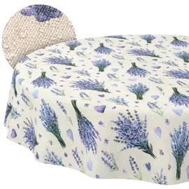 ANRO Tischdecke abwaschbar Rund 140 cm Lavendel