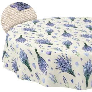 ANRO Tischdecke abwaschbar Rund 140 cm Lavendel