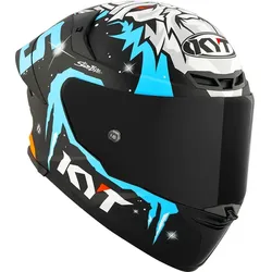 KYT TT-Revo Masia Replica Winter Text, Integralhelm - Matt Schwarz/Hellblau/Weiß - XXL