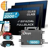 sunniva Balkonkraftwerk Full Black Bifazial 2000 W inkl. TSUN 1600 W Wechselrichter + 4 x 500 W Solarmodule