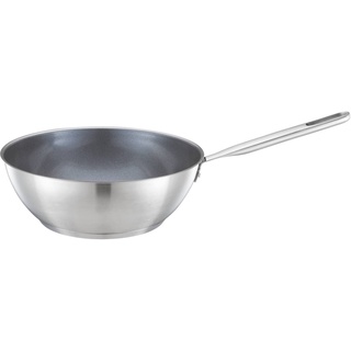 Fiskars Wokpfanne, Ø 28 cm / 4,5 L, Beschichtete Pfanne, Für alle Kochfelder geeignet, Recycelter Edelstahl, All Steel, Silber, 1064747