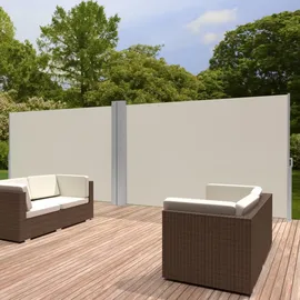 Tectake Aluminium Doppel Seitenmarkise 180 x 600 cm beige