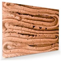 Primedeco Glasbild Wandbild Cremices Schokoladeneis mit Aufhängung, Süsses braun 80 cm x 60 cm