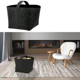 Aufbewahrungskorb mit Henkel | Filz 36x36x34cm dunkelgrau | Filxbox Korb Ordnungskorb (1 x Filzkorb Henkel 36x36x34cm dunkelgrau)