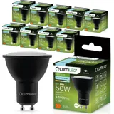 Lumiled GU10 LED 6W 6500K kaltweiß Lampe, Strahler schwarz ersetzt 50W 120° Reflektor 10 Stück Lampen