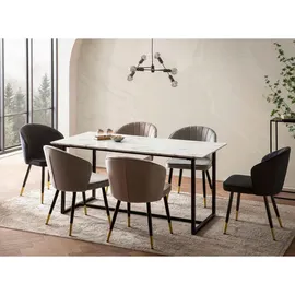 Wohnling Esstisch Weiß Holzwerkstoff, rechteckig, U-Form, 90x76x200 cm