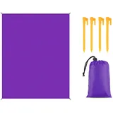 FANSU Strandmatte Outdoor, Picknickdecke Wasserdicht, Picknickdecke 200x200, Stranddecke Sandfrei, Waschbare Stranddecke für Camping, Party, Strand, Picknick, Outdoor (200x200cm,Lila)