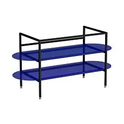 Vitra Liquid Waschtisch-Unterbau 66738 125x49,5x66cm, mit Glasablage, Korpus schwarz matt/Glasablage blau
