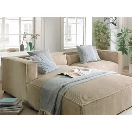 best mobilier Lisa Design Ela Ecksofa links, aus Cordsamt, zeitgenössischer Stil - Beige